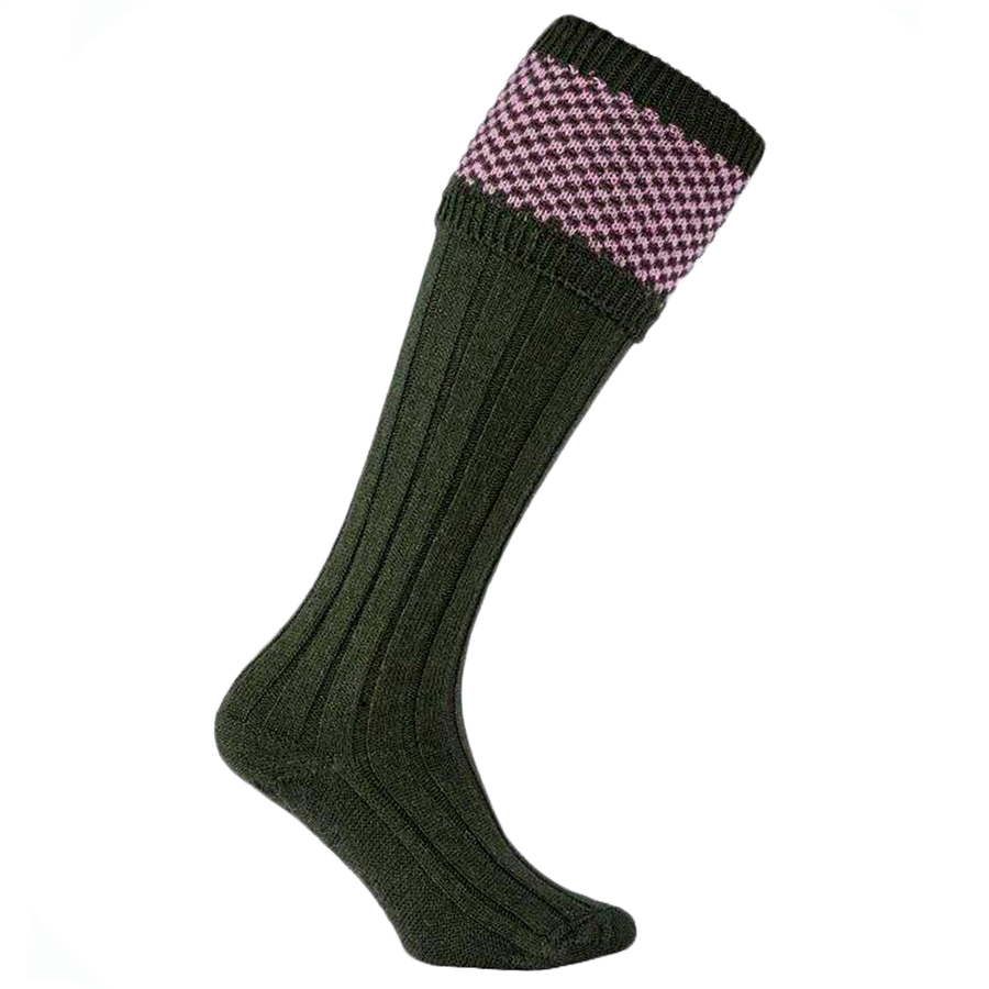 Pennine Penrith Socks Olive & Pink M 1